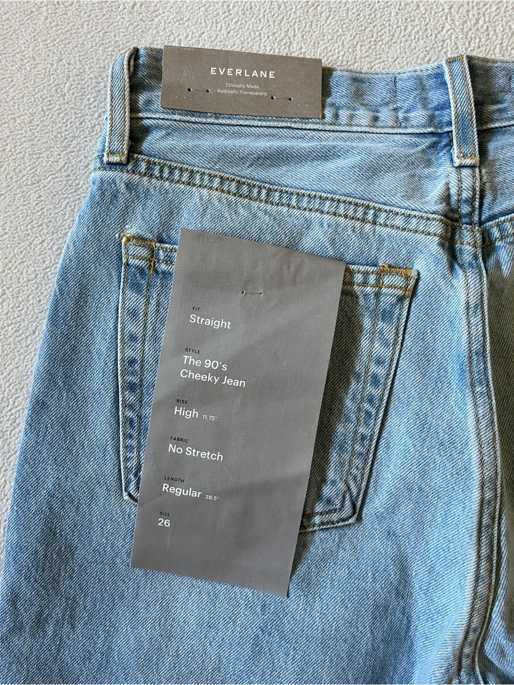 NEW Everlane 90s Cheeky Jeans Vintage Sunbleached Blue Straight Leg Button Fly
